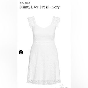 City Chic Dress: Dainty Lace- Ivory, size 14/XS
